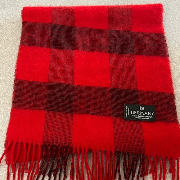 Bermans vintage 100% lambswool red plaid scarf.🧣 - Picture 1 of 2
